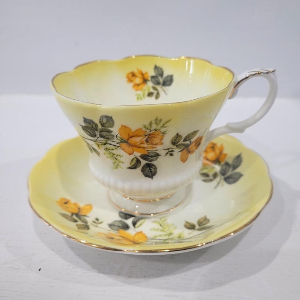 Royal Albert Yellow Floral Reflection Series Bone China Tea Cup & Saucer Set